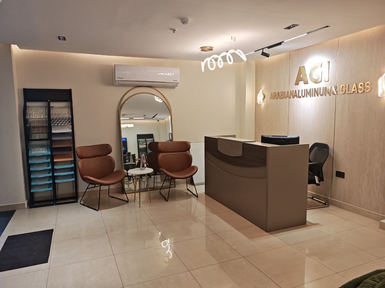 AGI reception — Arabian Aluminium & Glass Industry front office, Sharjah